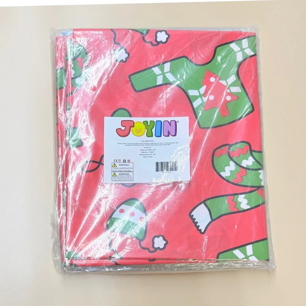 JOYIN 6 Pcs Giant Christmas Gift Bags Jumbo 43x36 Heavy Duty Assorted Holiday